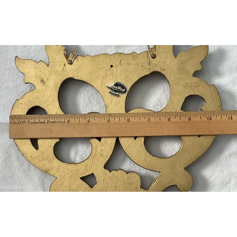 Vintage Syroco decorative Wood Wall Hangings Gold Finish Ornate Design 14